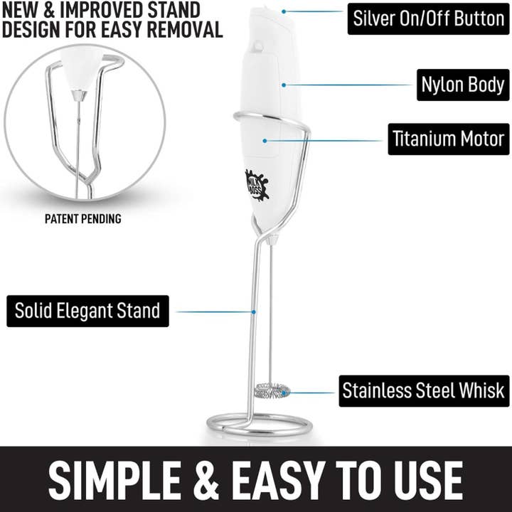 Zulay Kitchen - Wholesale Kitchen Tool/Gadget - Handheld Milk Frother With Holster Stand-Milk Boss