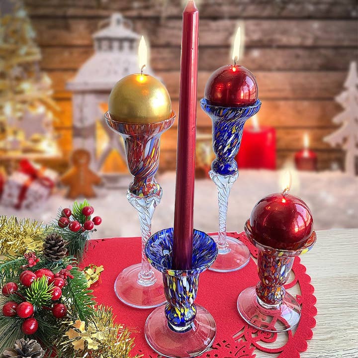Mazzega Art & Design – wholesale Candle holder – Set of 2 Glass Candelabra, Hand-Blown and Crafted - The Colors of Murano - Table Candlesticks, Weddings, Parties. Made in Italy10