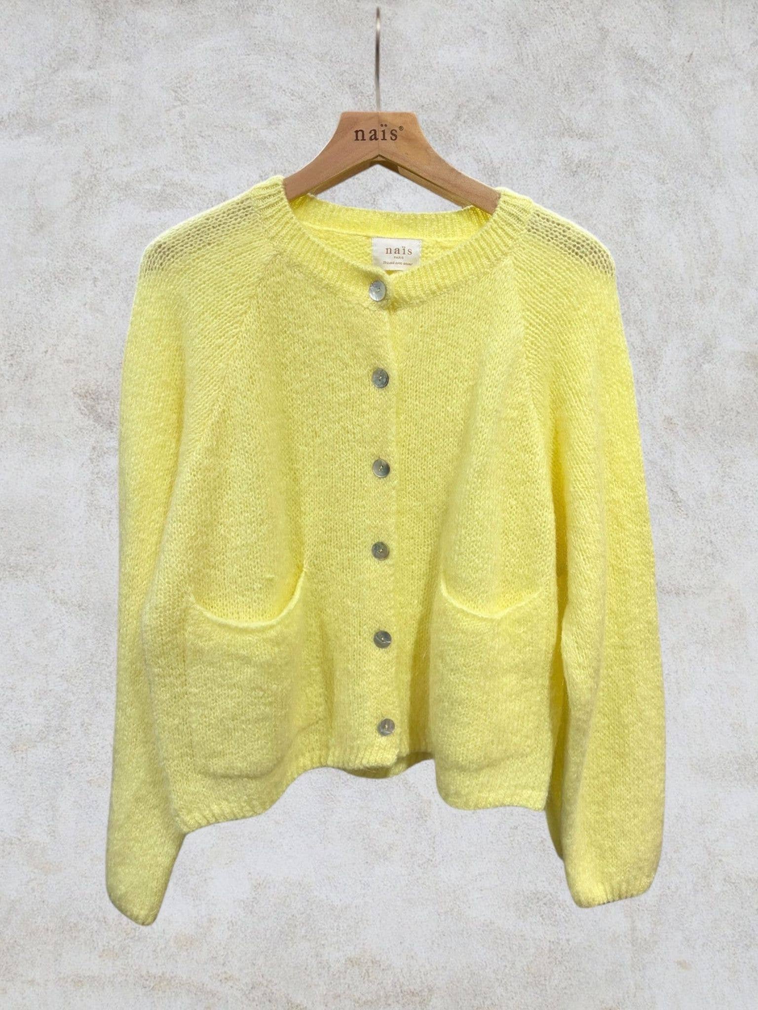 NAÏS PARIS – Cardigan - Mulher por atacado – Cardigan de gola redonda com mangas longas em kid mohair e lã27