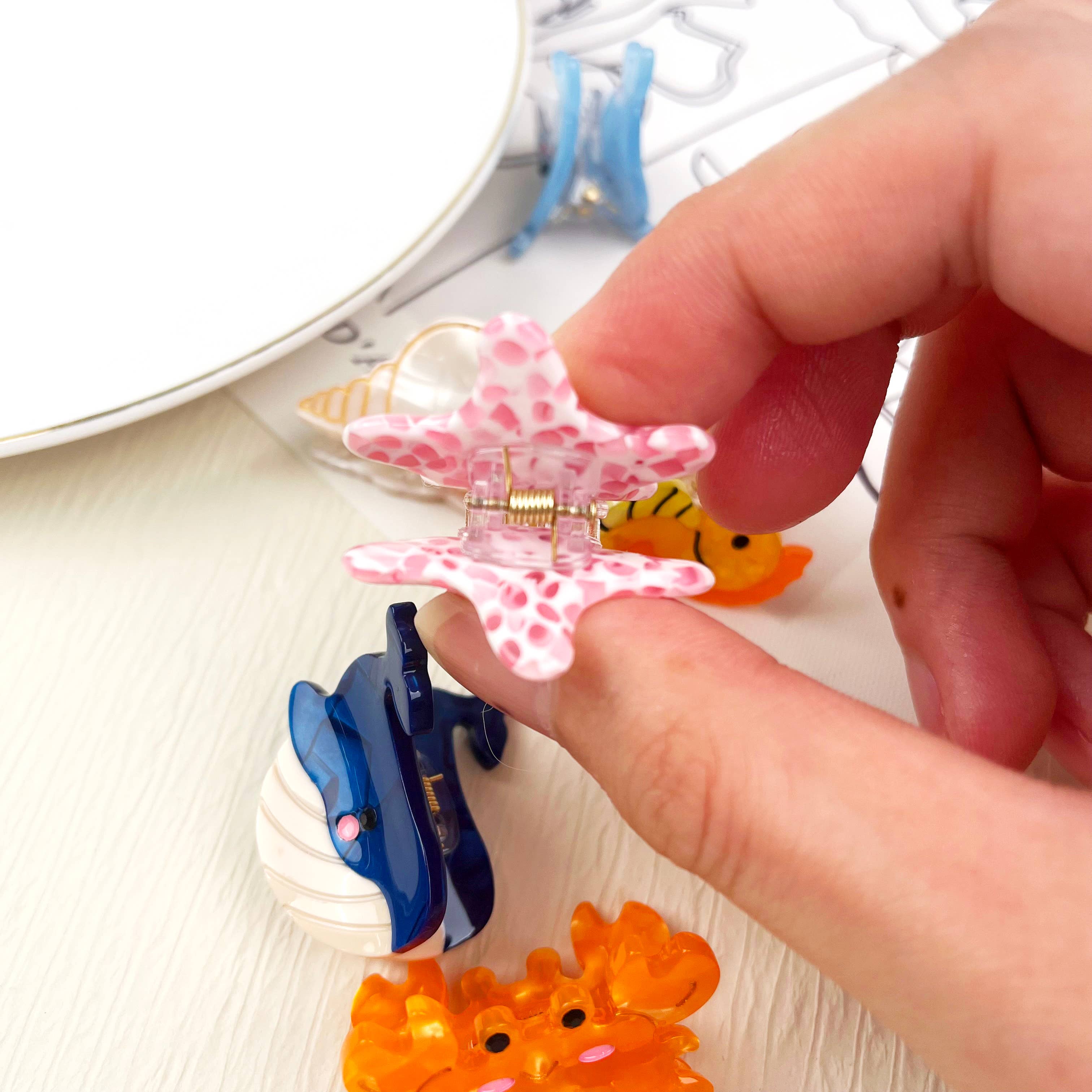 TheDivaSoap – Engroshandel Hårspænde - Dame – Acetat mini marine life hårklip krabbekonkylie kloklemme7