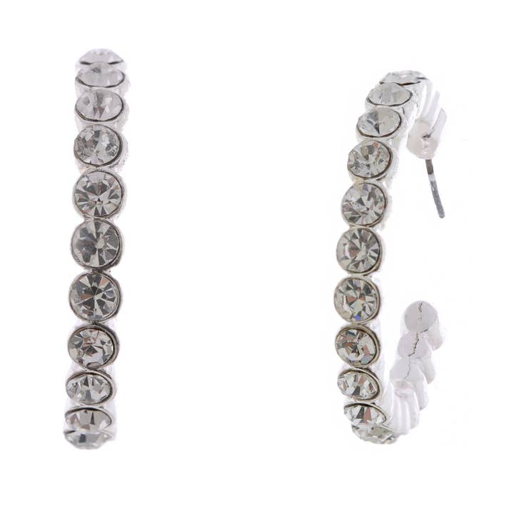 Sølvkrystal Rhinsten Runde Hoops Øreringe for engroshandel hos Cool Crystals