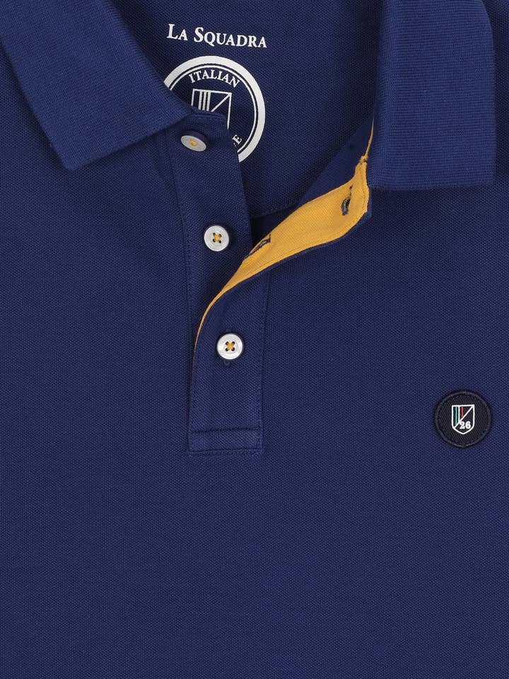 Blue POLO PIQUÉ SHORT SLEEVE SOLID COLOR Elastane - Ref: 124-2211 for wholesale on Faire1