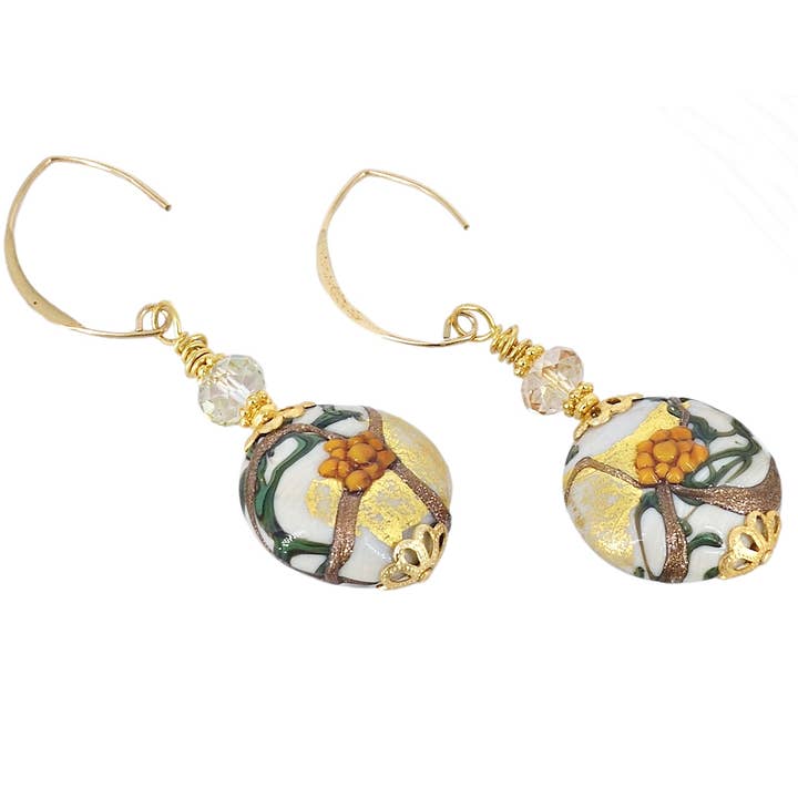 Orange & Gold Large Italian Bead Earrings| Statement Earring for wholesale by Viktoria Simonë