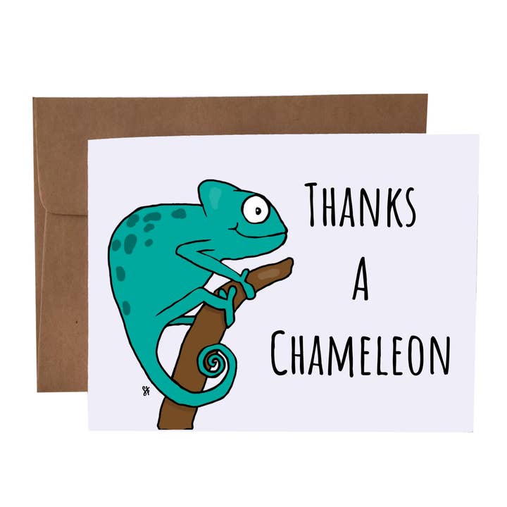 Thanks A Chameleon Greeting Card for wholesale by SKP ink