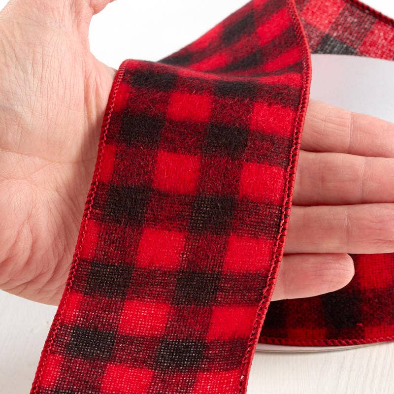 Factory Direct Craft - Wholesale Ribbon - Gift Wrapping - Checked Flannel Wire Ribbon Spool - Select Color 3