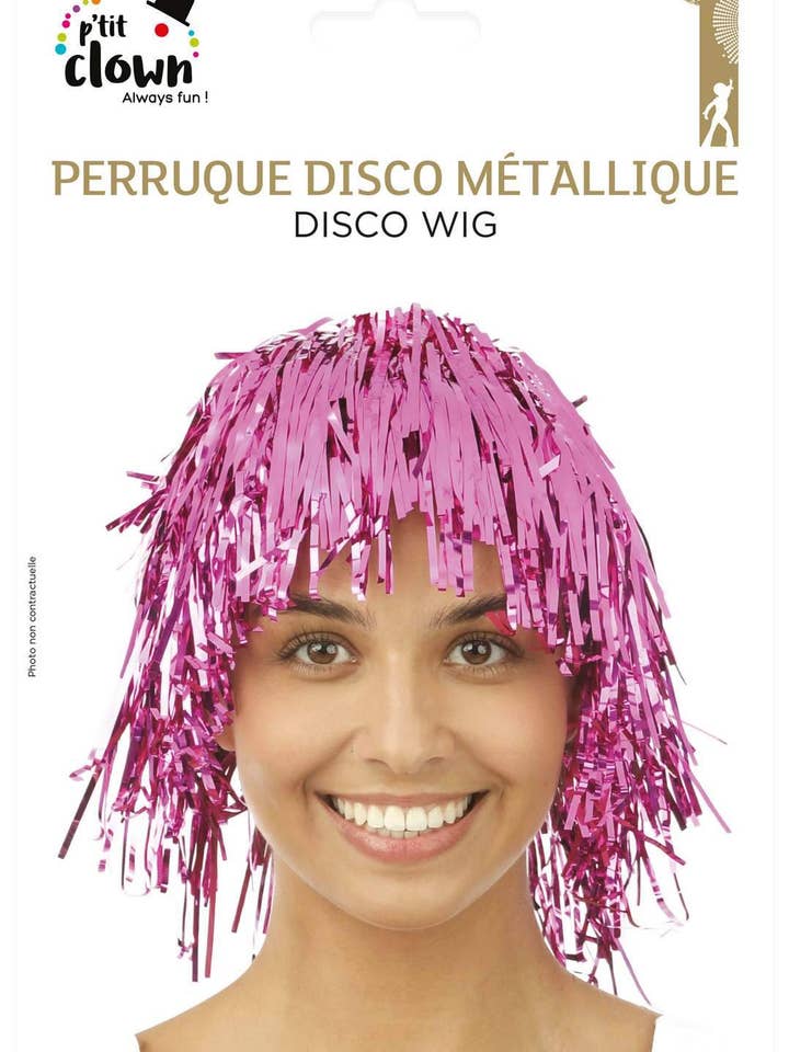 P'tit Clown - Wholesale Costume - Unisex - Metallic Disco Wig - Pink0