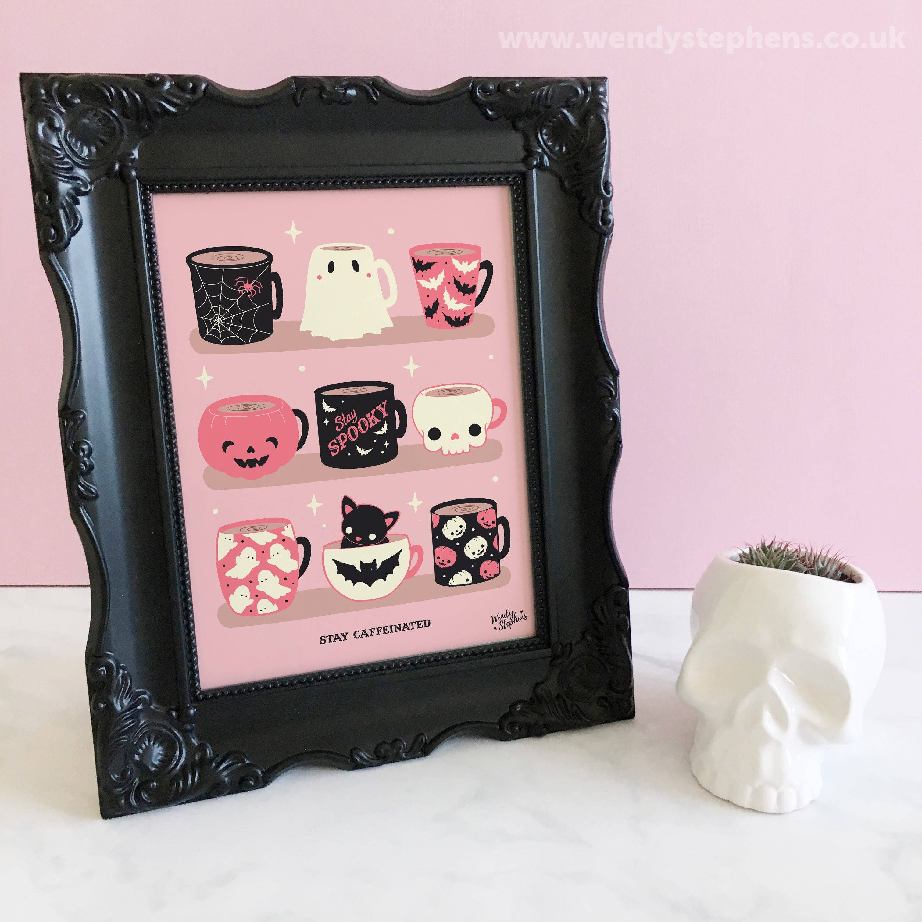 Wendy Stephens Art - Wholesale Art Print - Spooky Coffee Mugs Spooky Art Print2