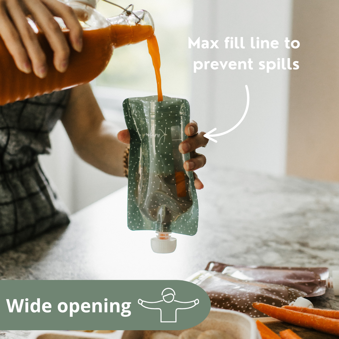 Kangoo et cie - Wholesale Food Storage Wrap/Bag - Reusable Baby Food Pouches – Refillable Squeeze Pouch (6x)1