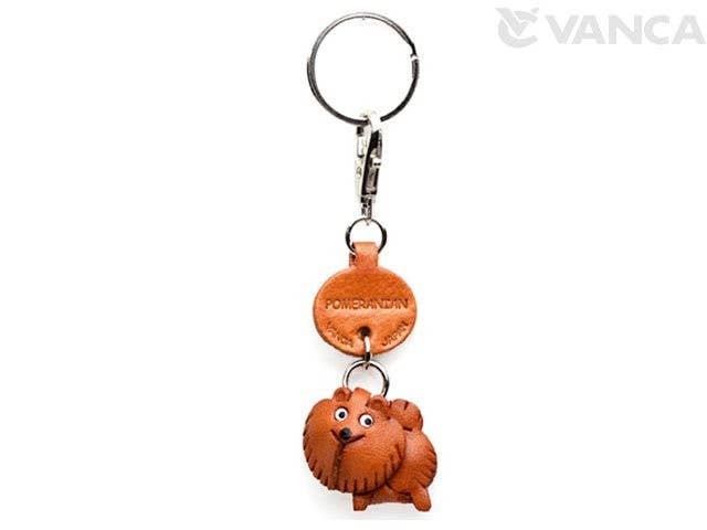VANCA CRAFT - Wholesale Keychain - Unisex - Pomeranian Leather Dog Pet Handmade Keychain Charm Accessory3