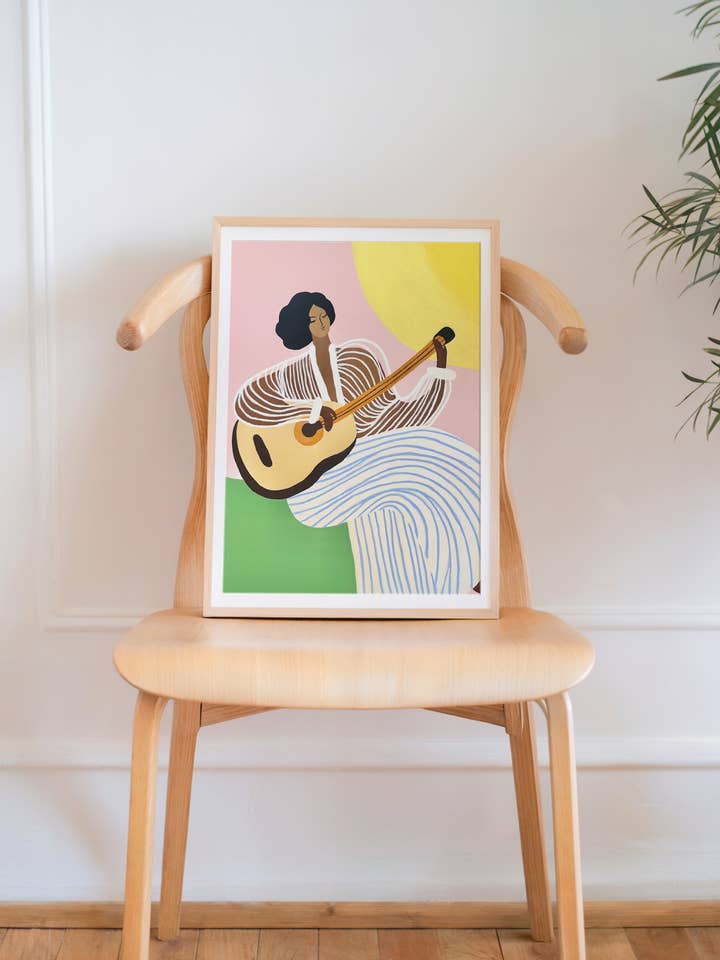 "Ukulele Girl" Matted Print for wholesale by Angela Wan Art