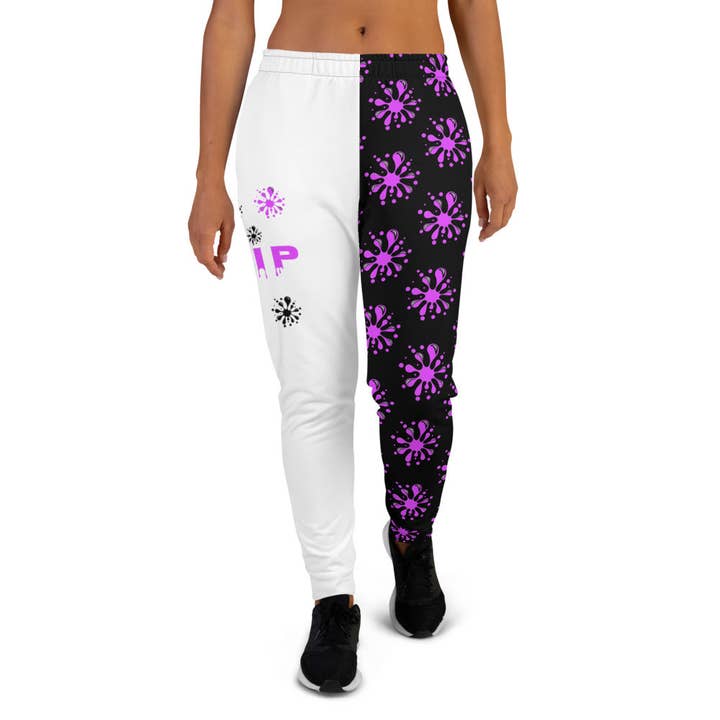Pantalones deportivos STFU Drip Too Hard, color morado sobre blanco y negro para venta al por mayor de STFU
