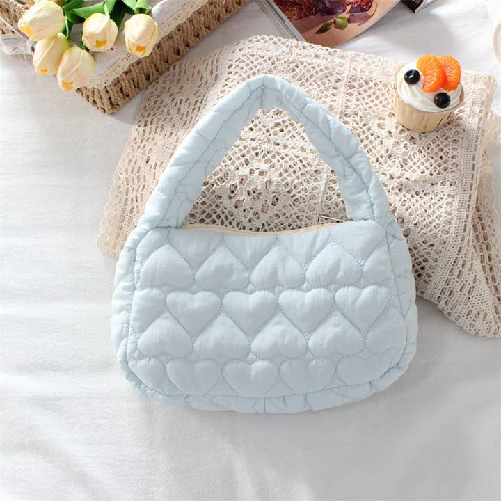 Tickled Teal - Wholesale Tote Bag - Women's - Quilted Heart Mini Tote Bag