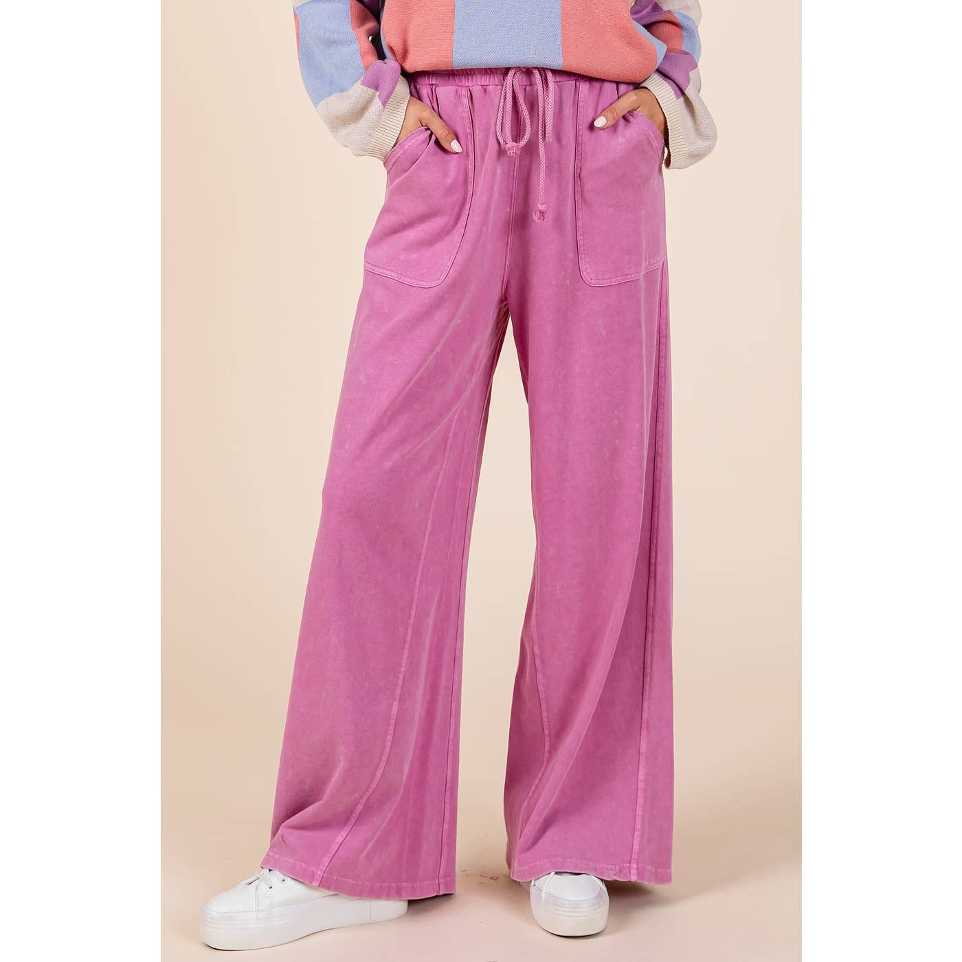 mittoshop - Wholesale Pants - Women's - MINERAL WASH FRENCH TERRY WIDE LEG PANTS4