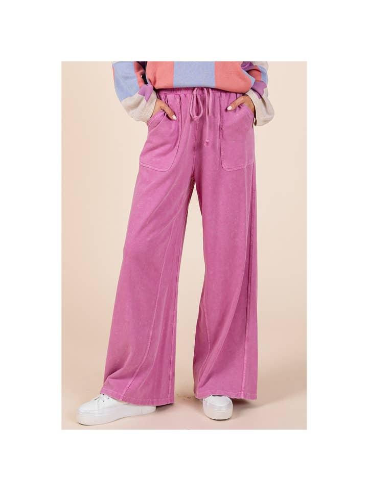mittoshop - Wholesale Pants - Women's - MINERAL WASH FRENCH TERRY WIDE LEG PANTS4
