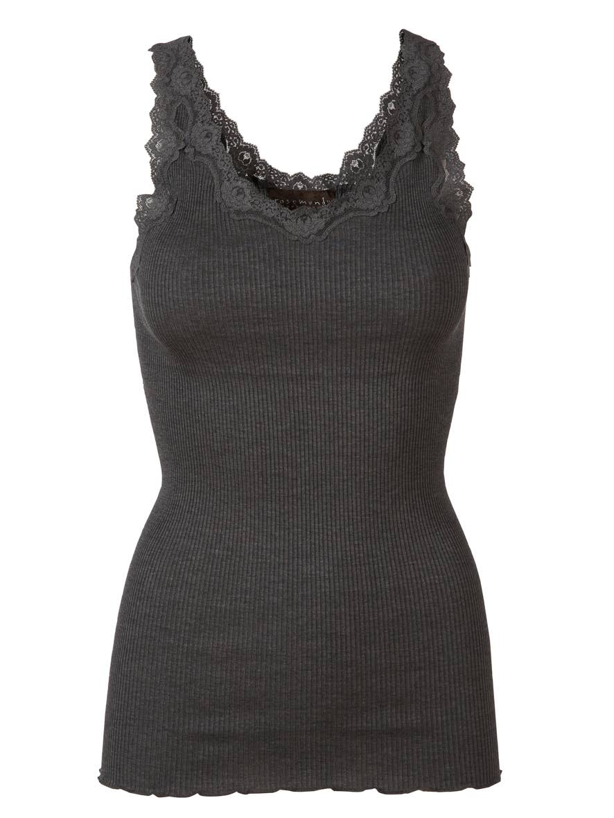 Rosemunde - Vente Débardeur – femme - Top en soie avec dentelle et dos profond2