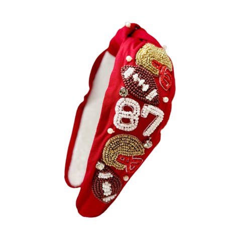 Bandeau rouge perlé jour de match Kansas City #87 pour la vente par EB and Co.