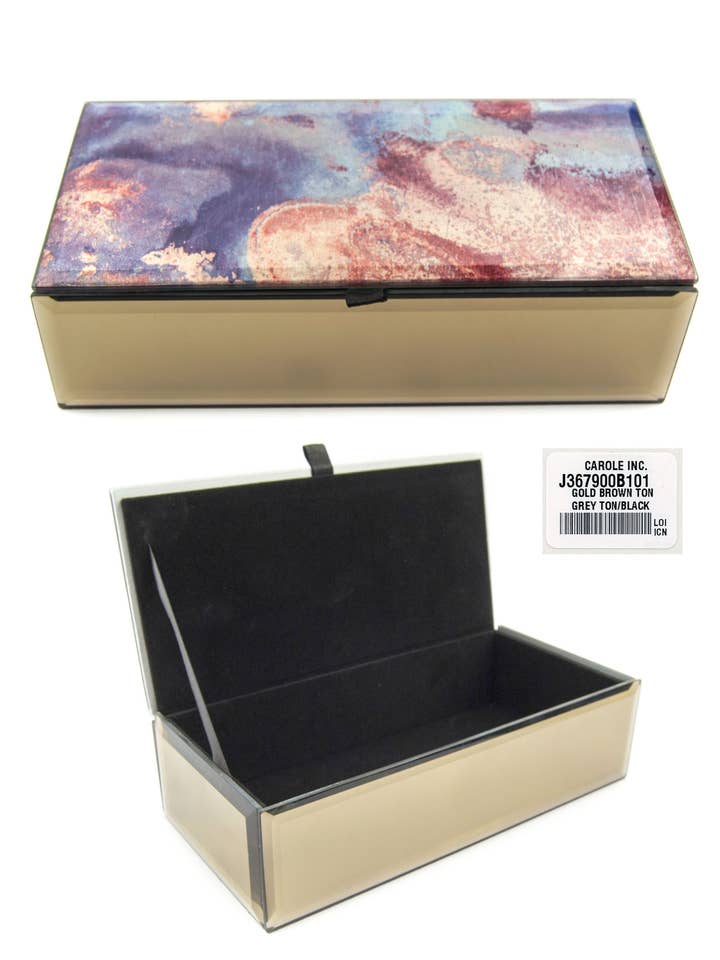 Caja de cristal con estampado abstracto vintage para venta al por mayor de Carole Inc.