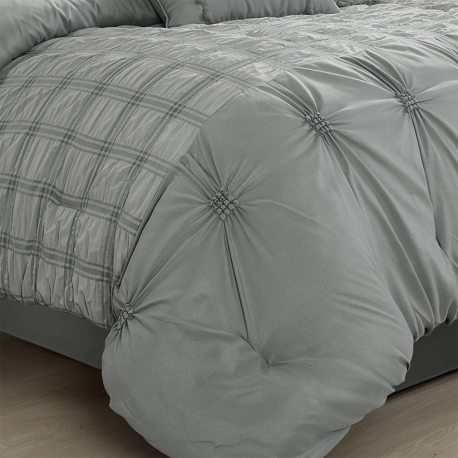 JML - Vendita all'ingrosso Set di lenzuola - Set copripiumino 7 pezzi con piumone e accessori (grigio)2