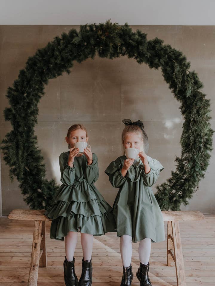 Holiday dress girl, green dress toddler girl, Holiday dress for wholesale by PataTaTa