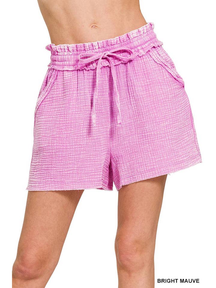 Vanilla Monkey – Calções – Mulher por atacado – Calções Lavadas com Gaze Dupla com Bainha Desfiada2