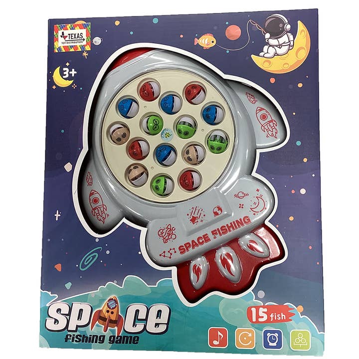 Space Rocket Fishing Game Play Set with 15 Fish, Kid's Toy for wholesale by Texas Toy Distribution