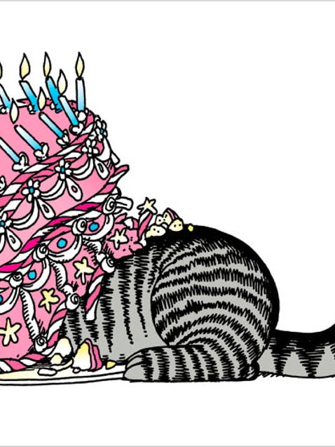B. Kliban: Cat Undercaking Birthday Card for wholesale by Pomegranate