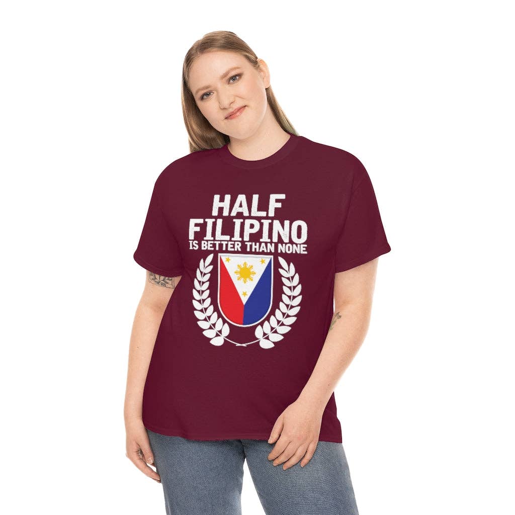 Teegarb LLC - Vendita all'ingrosso Maglietta serigrafata - Donna - Novità: mezzo filippino è meglio di niente, amante del Pinoy Pride, esilarante slang filippino, entusiasta del nazionalismo6
