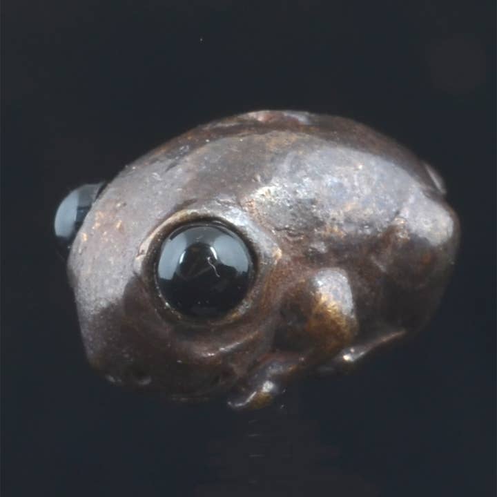 Froggish Bead with Stone Eyes by Bob Burkett in Bronze for wholesale by Tiger Tiger Beads LLC