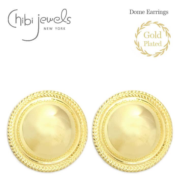 Boucles d'oreilles clous en dôme (plaqué or) pour la vente par Chibi Jewels
