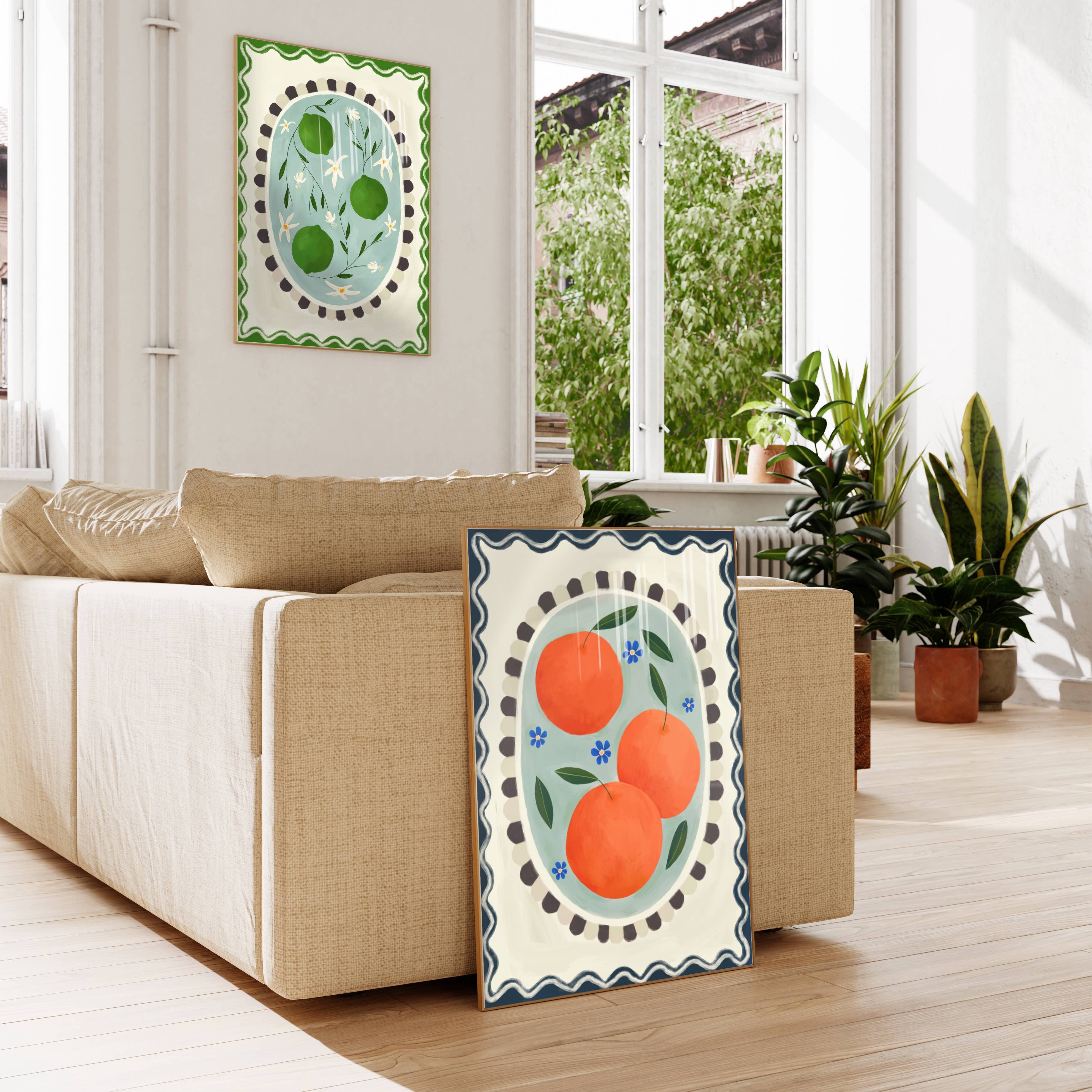 Kate Fox Design - Wholesale Art print - Lime with border, Art print, Kitchen art,  colourful art 6