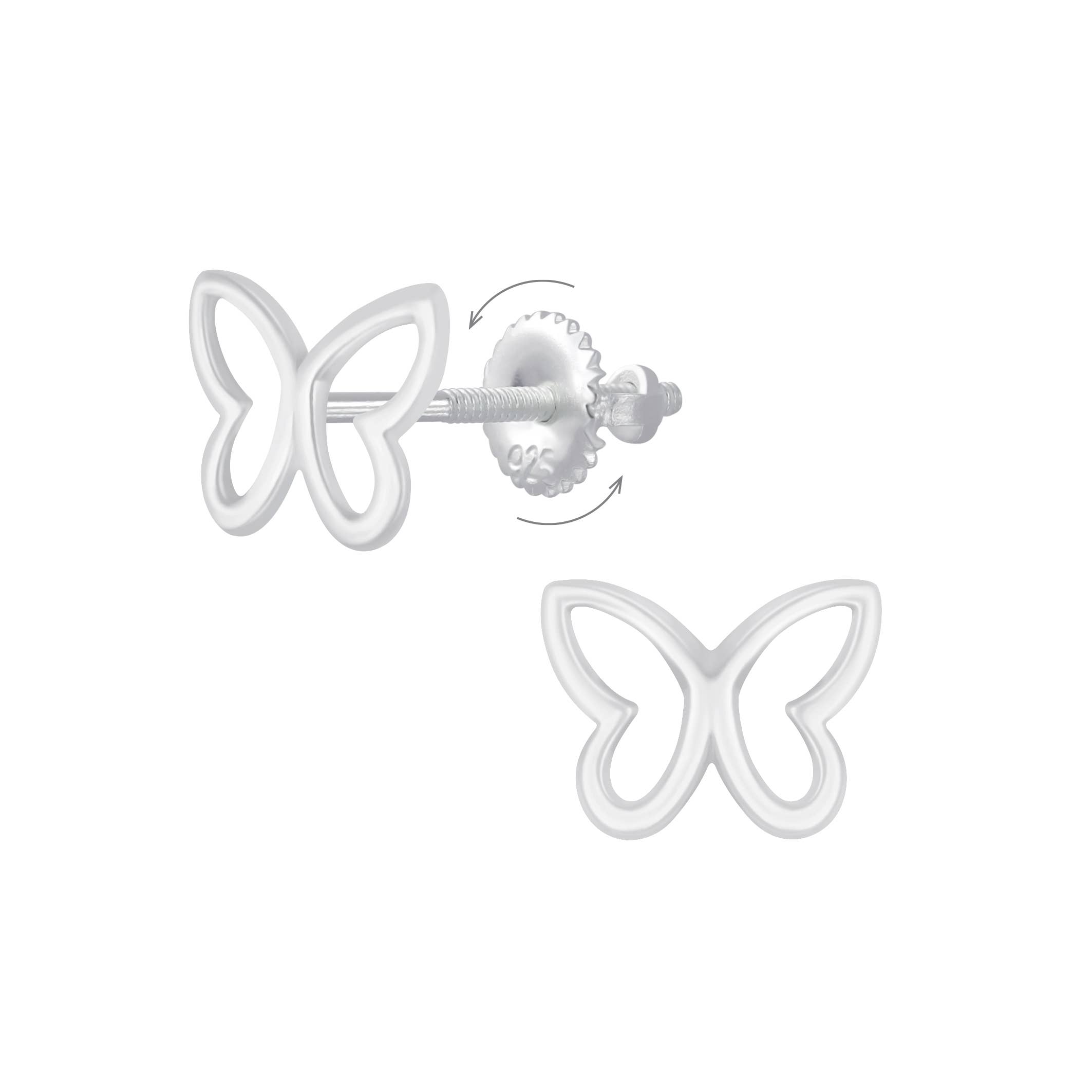 Janusch – wholesale Stud/post earrings – Butterfly Stud Earrings 9 mm 925 Silver Screw Back0