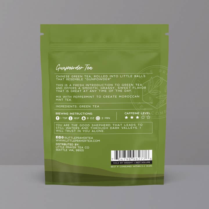 Little Prayer Tea Company – wholesale Löst te – Bibelvers Te - Krut Grönt Te Stå upp Påse2