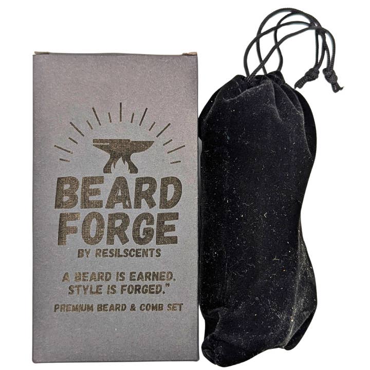 ResilScents WholeSale - Wholesale Beard Brush/Comb - Beard Forge™ Premium Grooming Set – Engraved Brush & Comb in Matte Black Box8