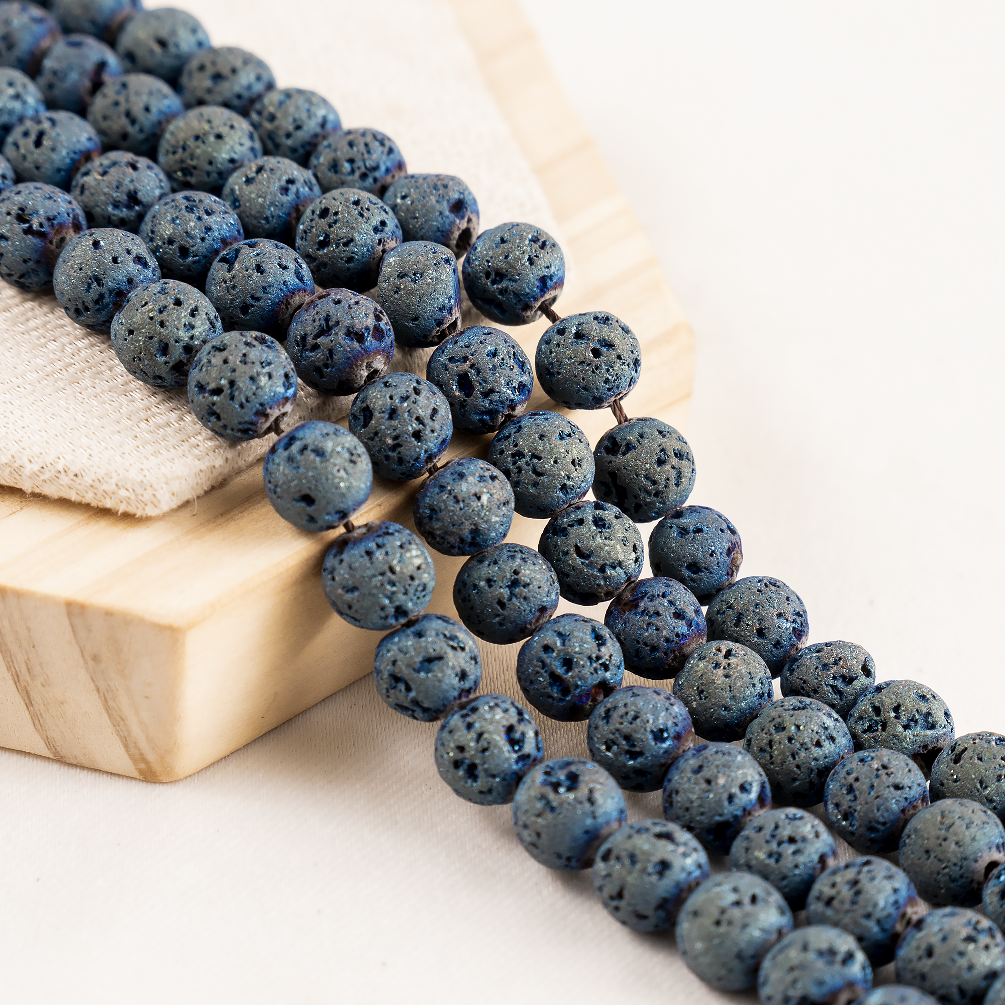 Soothing Crystals Beads - Wholesale Beads - Round Volcanic Stone Beads | Blue Lava | Gemstone Rock Beads8