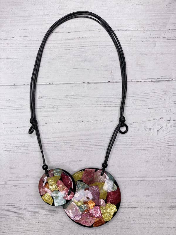 Alisha.D Multi Shimmering Pendants Adjustable Necklace for wholesale by LIOR / ALISHA D