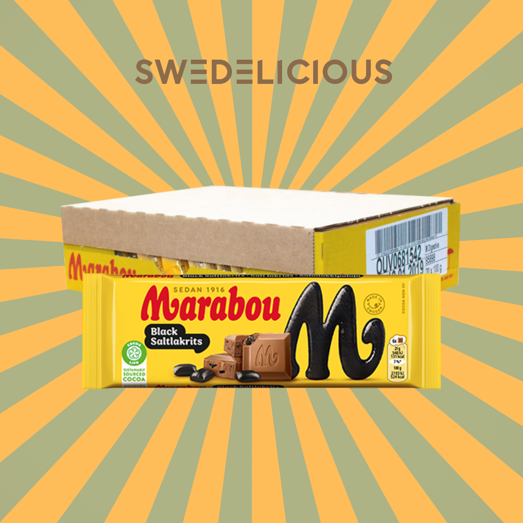 Swedelicious - Swedish Candy - Wholesale Chocolate Bar - Marabou - Black Salty Licorice - Swedish Chocolate0