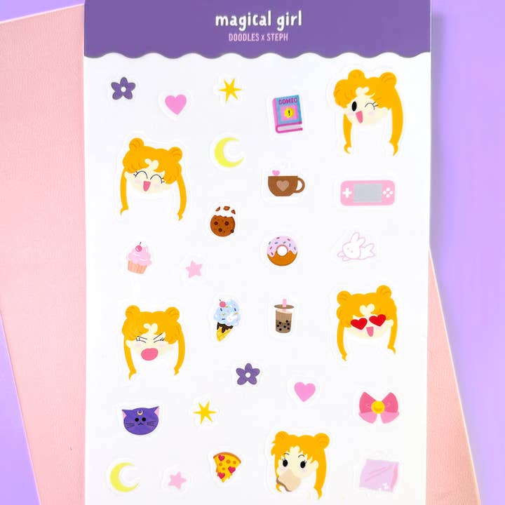 Foglio adesivo trasparente Magical Girl per la vendita all'ingrosso da parte di Doodles x Steph