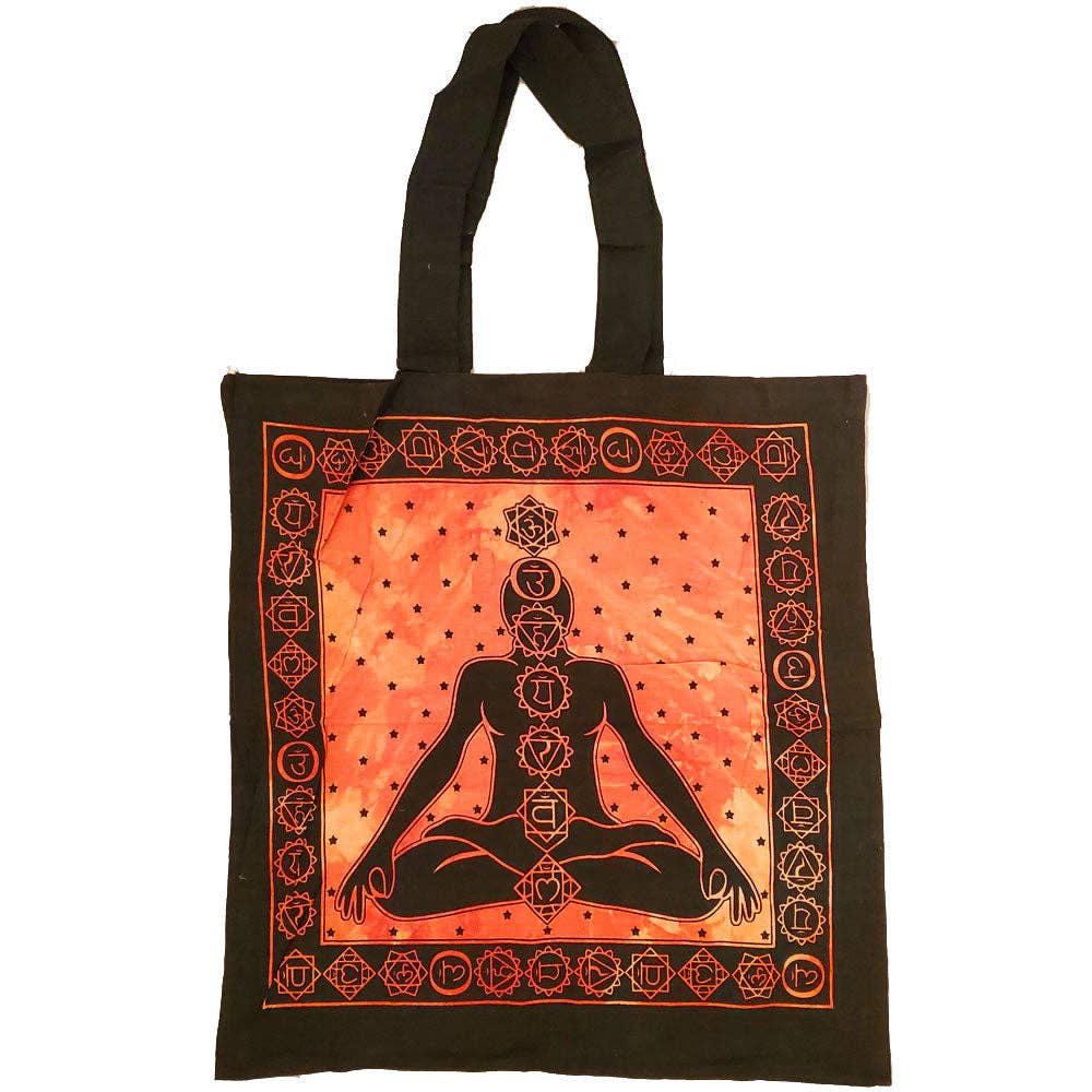 Wild Lotus – Großhandel Tragetasche – Damen – Seven Chakras Avatar Meditations-Canvas-Shopper mit Batikdruck5