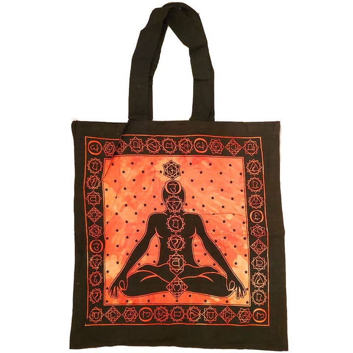 Wild Lotus – Großhandel Tragetasche – Damen – Seven Chakras Avatar Meditations-Canvas-Shopper mit Batikdruck5