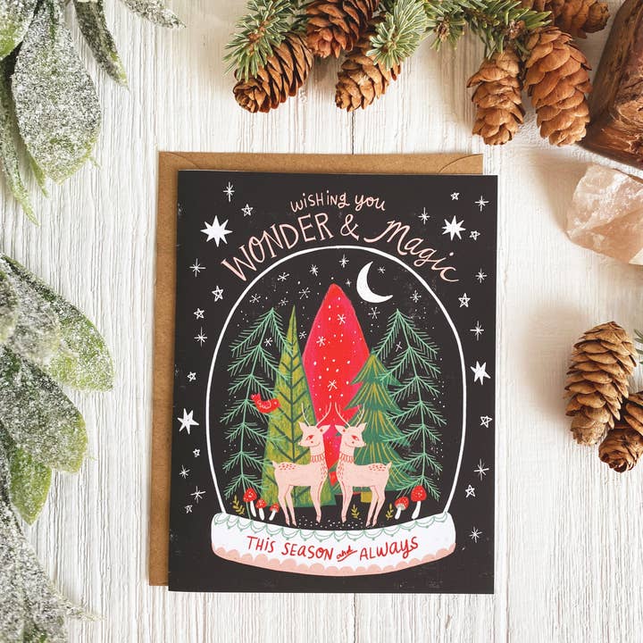 Christmas Notecard | Wonder & Magic Greeting Card for wholesale by Dream Folk Studio