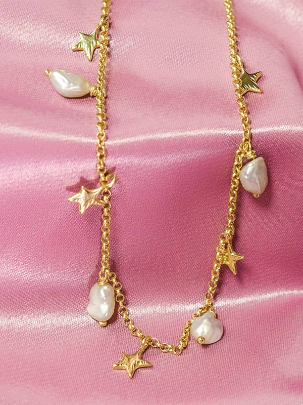 Annoushe jewelry - Vente Colliers à pendentif - Collier ras du cou avec perles irrégulières et étoiles1