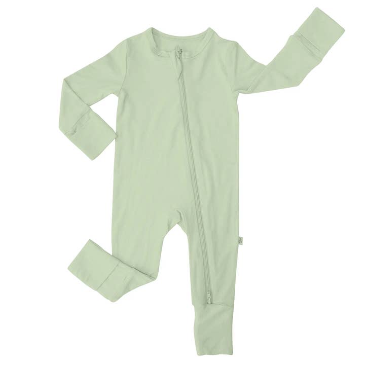 Baby Bamboo Pajamas Sage Green | Stretchy Convertible Footie for wholesale by SwaddleAn