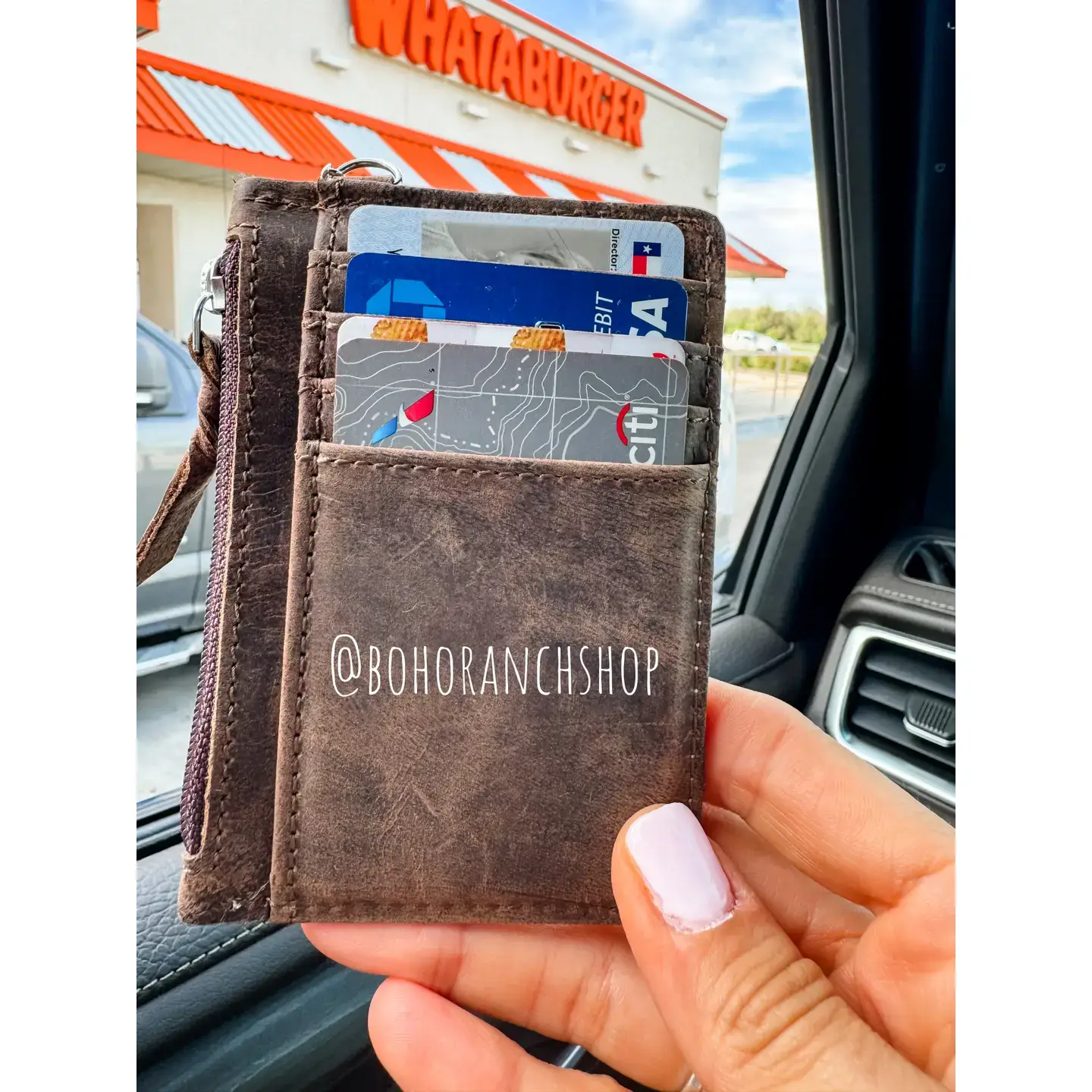 Boho Ranch Shop - Wholesale Wallet - Women's - Western Cowhide Leather Keychain Wallet Longhorn Thunderbird6