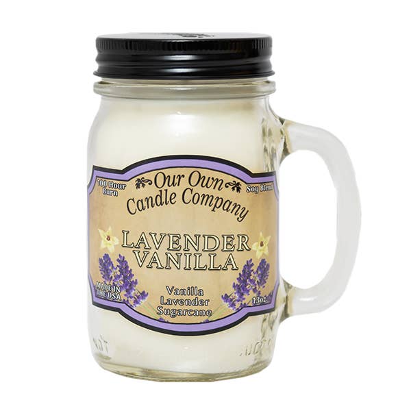 Lavender Vanilla 13 Ounce Mason Jar Candle for wholesale by Our Own Candle Company
