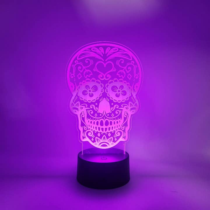 The 308 Collective - Wholesale Accent/desk lamp - Sugar Skull LED Light | Calavera - Day of the Dead Lamp3