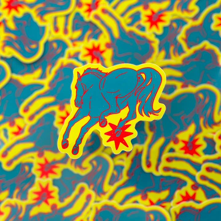 Lime & Cyan Horse Sticker for wholesale by Pony Up by Audrey