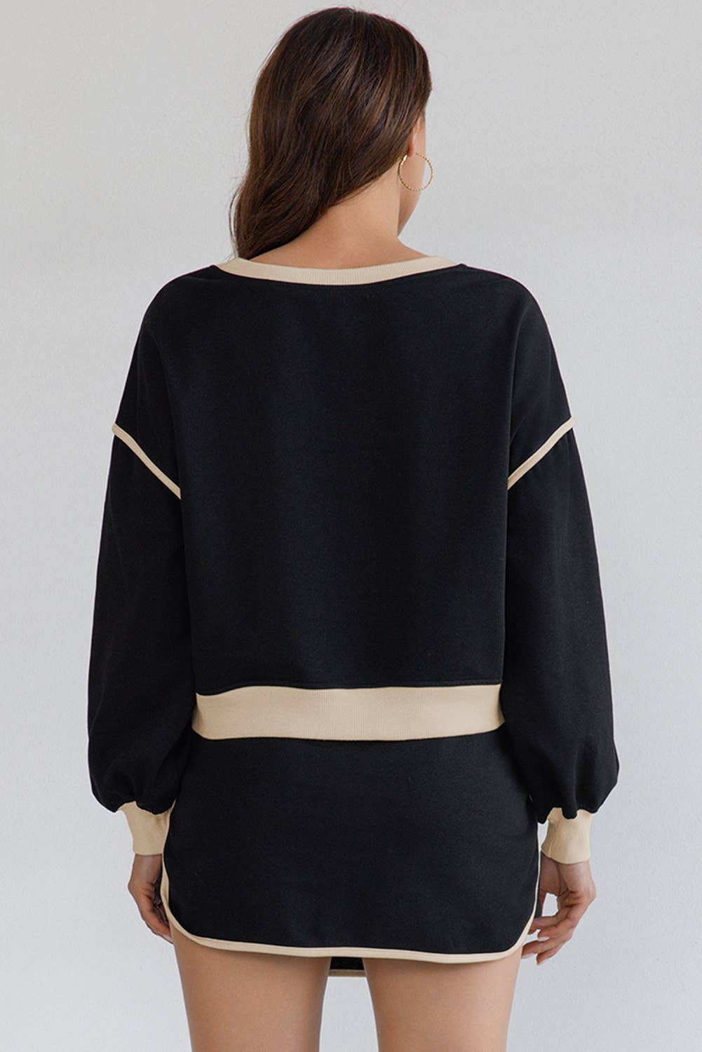 LA Society - Vente Ensemble haut et jupe - Femme - Ensemble pull ample contrasté et jupe à lacets4