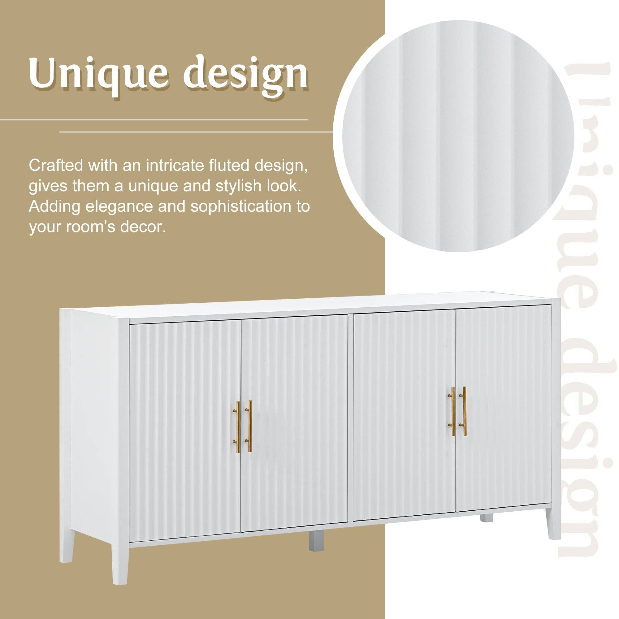HOMYCASA DESIGN INC - Wholesale Sideboard - White Modern Buffet Cabinet Fluted Sideboard Large Storage7