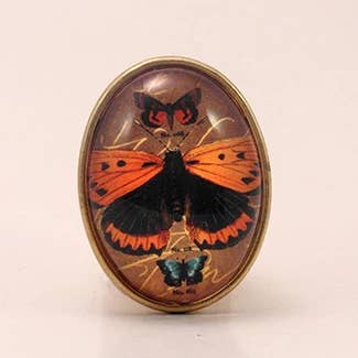 B.Berish - Wholesale Brooch - Ethereal Butterfliy With Brown Background Brooch