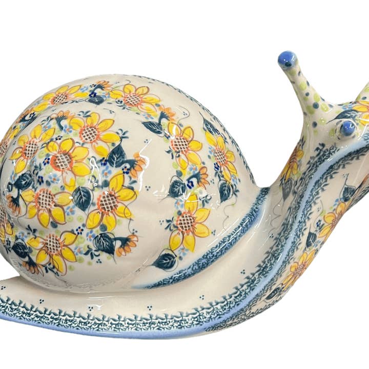Figurine, Snail, Giant, 14.5" in "Sunflower Party" by Galia | GZW02-ASZ1 for wholesale by Polish Pottery Outlet